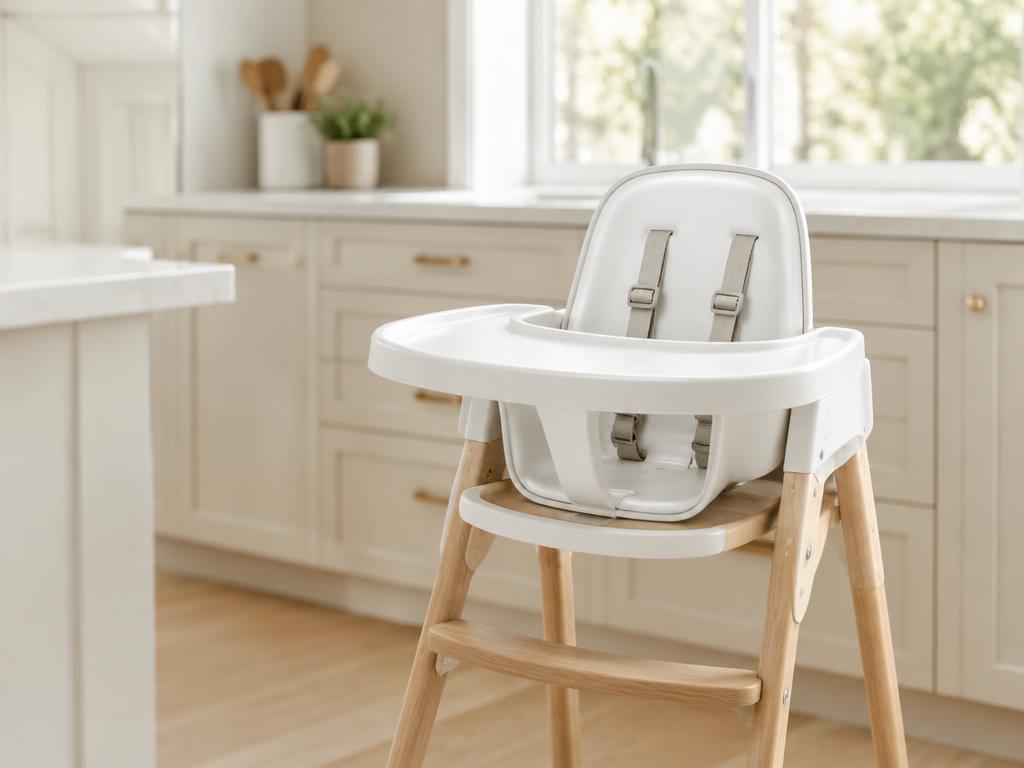 Clean baby highchair in a kitchen